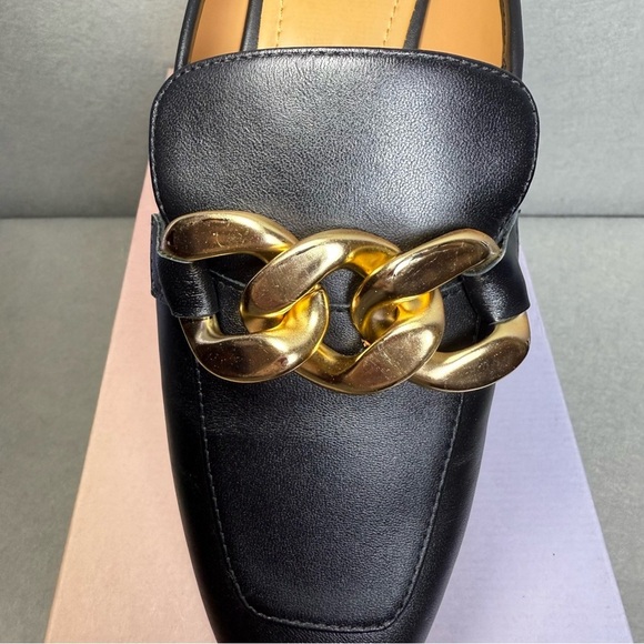 Lisa Vicky Women’s Nappa Loafer Mule Chain-Link Detail Zippy-V Black Sheep 7M - Picture 4 of 8